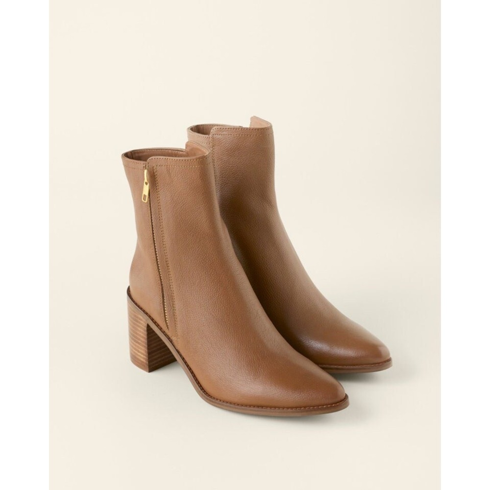 Seychelles Desirable Tan Pebbled Leather Ankle Boots 9 Minimalist Boho Capsule
